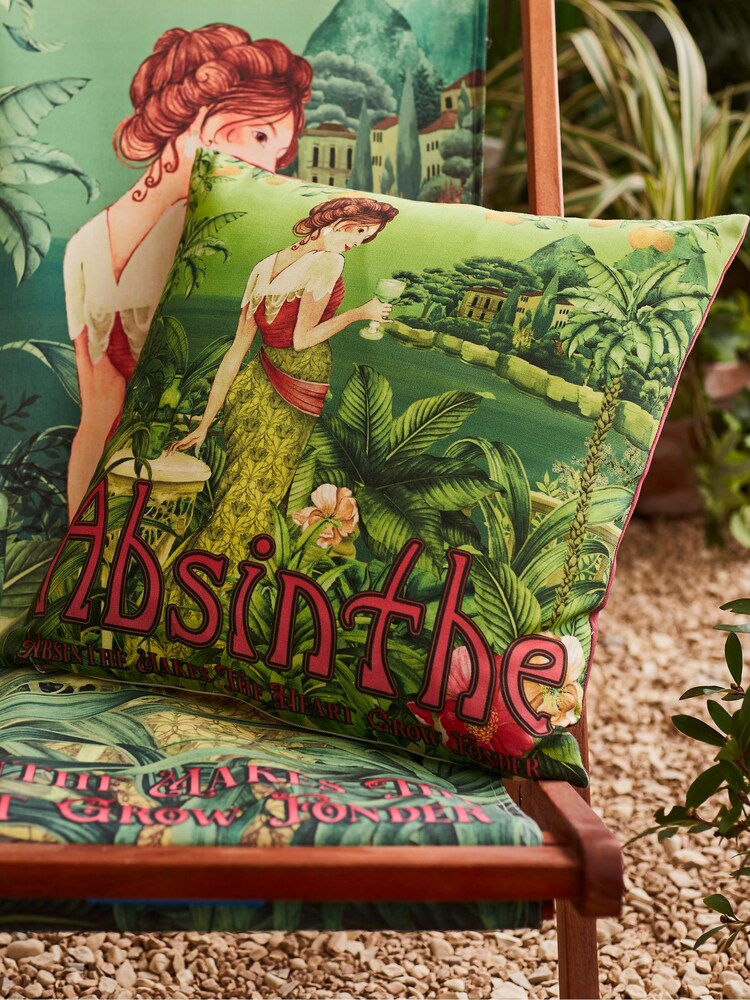 Joe Browns Green Lady Absinthe Reversible Garden Cushion - Image 1 of 4