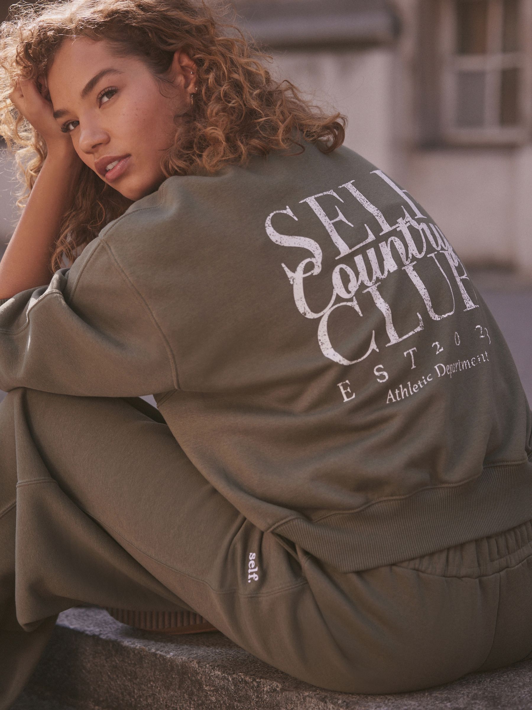 Buy self. Khaki Green Crew Neck Sweat Jumper from Next Luxembourg