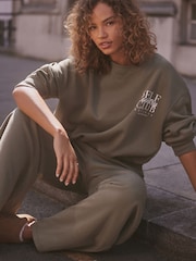 self. Khaki Green Crew Neck Sweat Top - Image 5 of 9