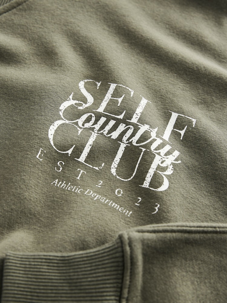 self. Khaki Green Crew Neck Sweat Top - Image 8 of 9