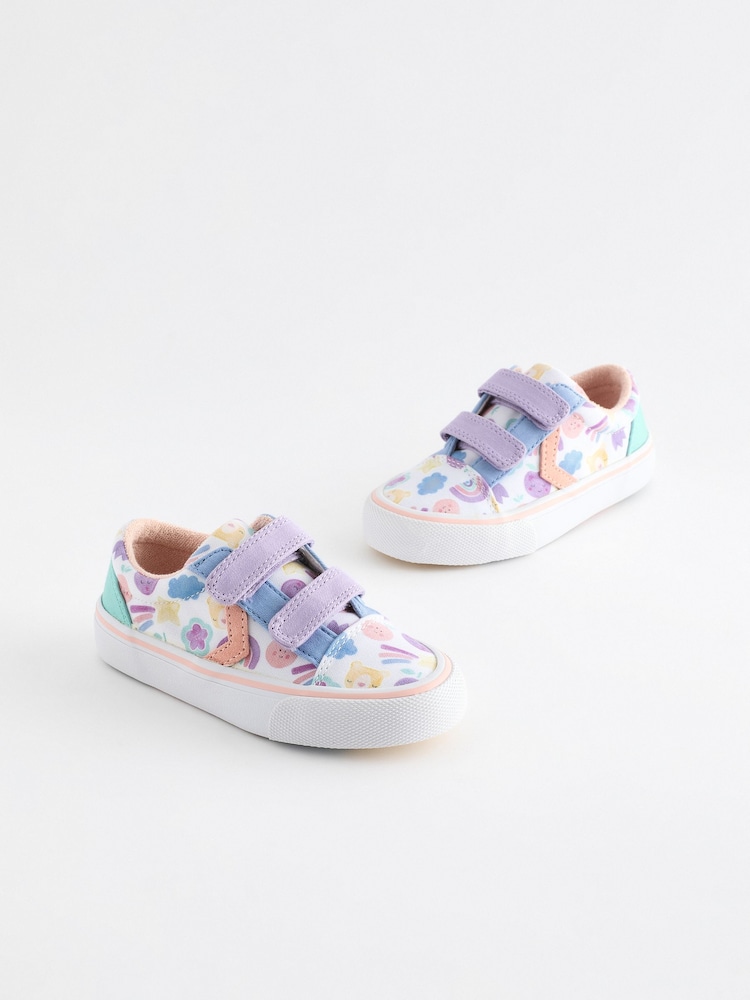 White Character Touch Fasten Strap Printed Trainers - Image 1 of 6