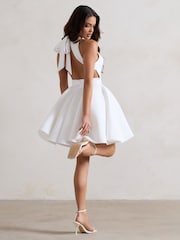Club L London White Waverly  Racer-Neck Sleeveless Skater Mini Dress - Image 5 of 5