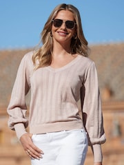 Sosandar Pink Sparkle Metallic Pointelle Jumper - Image 1 of 5
