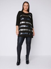 Evans 3/4 Sleeve Sequin Stripe Top - Image 2 of 4