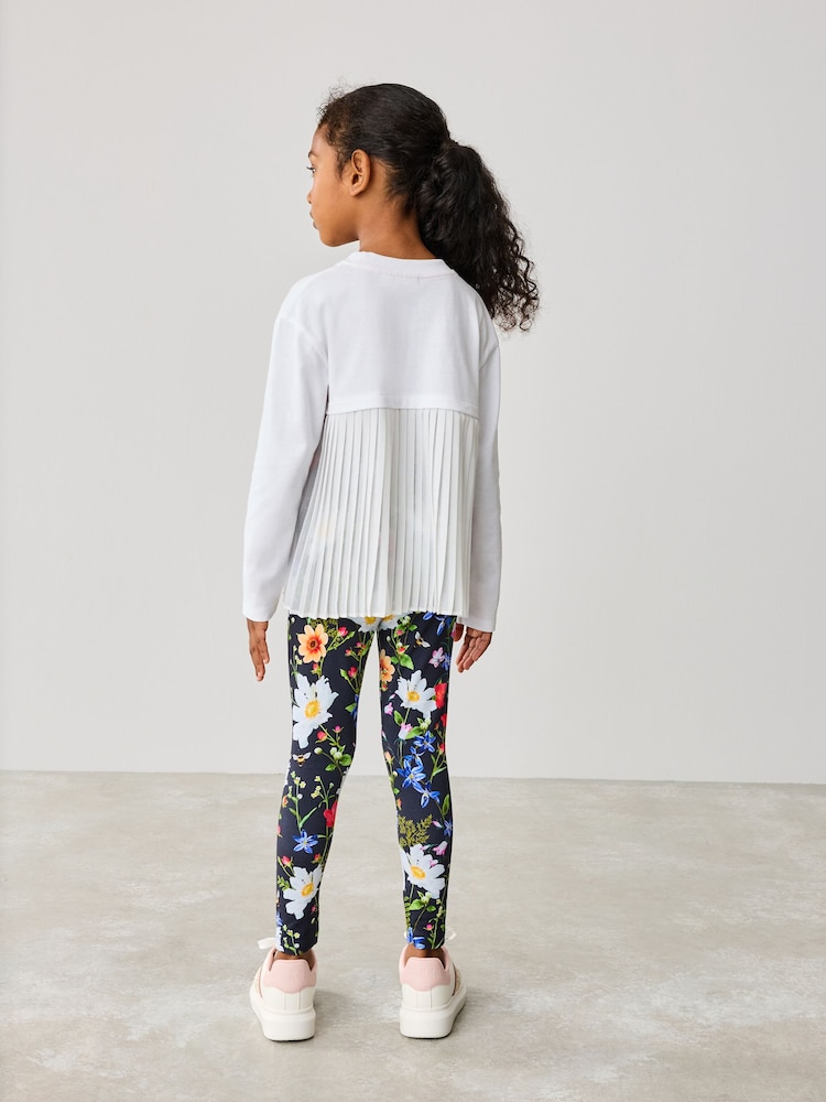 Baker by Ted Baker 2 Piece Multi Floral Print Back Pleat T-Shirt & Printed Legging Set - Image 3 of 11