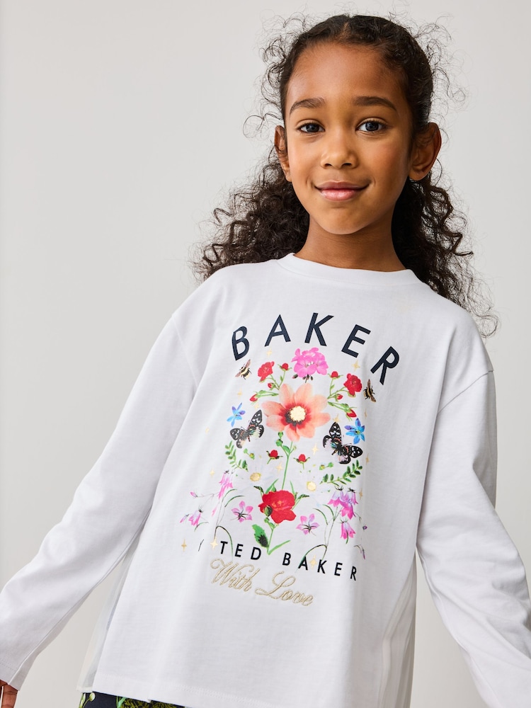 Baker by Ted Baker 2 Piece Multi Floral Print Back Pleat T-Shirt & Printed Legging Set - Image 4 of 11