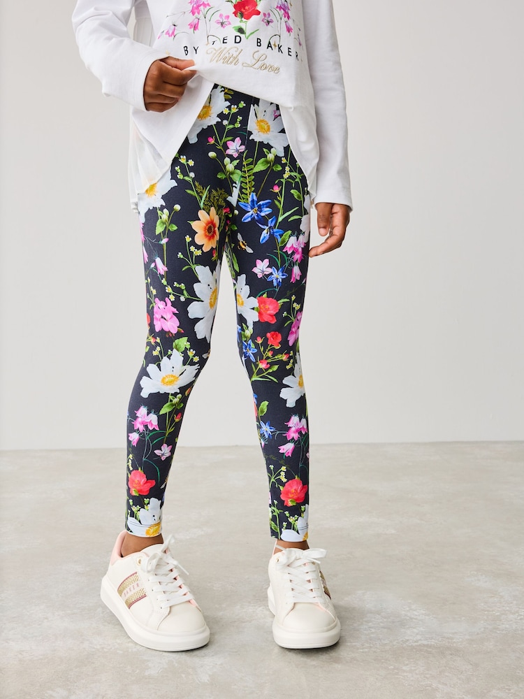 Baker by Ted Baker 2 Piece Multi Floral Print Back Pleat T-Shirt & Printed Legging Set - Image 6 of 11