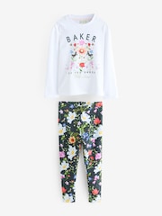 Baker by Ted Baker 2 Piece Multi Floral Print Back Pleat T-Shirt & Printed Legging Set - Image 8 of 11