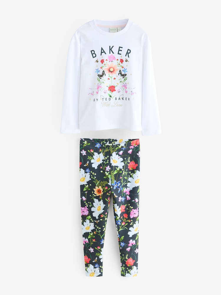 Baker by Ted Baker 2 Piece Multi Floral Print Back Pleat T-Shirt & Printed Legging Set - Image 8 of 11