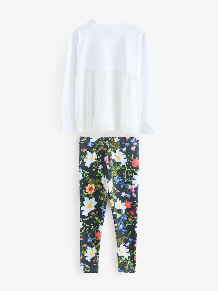 Baker by Ted Baker 2 Piece Multi Floral Print Back Pleat T-Shirt & Printed Legging Set - Image 9 of 11