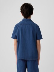 Gap Blue Cotton Textured Oxford Short Sleeve Shirt (4-13yrs) - Image 2 of 5