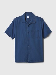 Gap Blue Cotton Textured Oxford Short Sleeve Shirt (4-13yrs) - Image 5 of 5