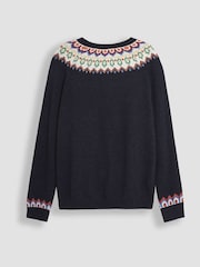 JoJo Maman Bébé Navy Blue Mens Reindeer Jumper - Image 2 of 3