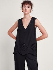 Monsoon Black Cutwork Cara Top - Image 1 of 5