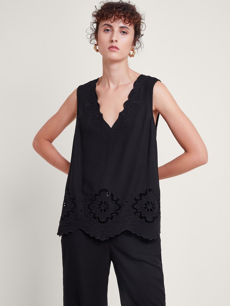Monsoon Black Cutwork Cara Top - Image 1 of 5