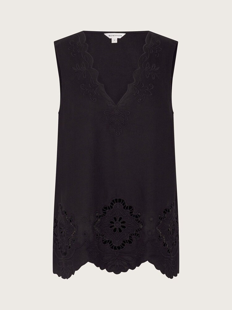 Monsoon Black Cutwork Cara Top - Image 5 of 5