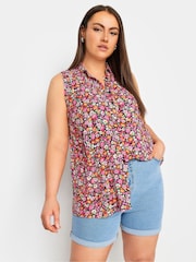 Yours Curve Pink Sleeveless Blouse - Image 1 of 5