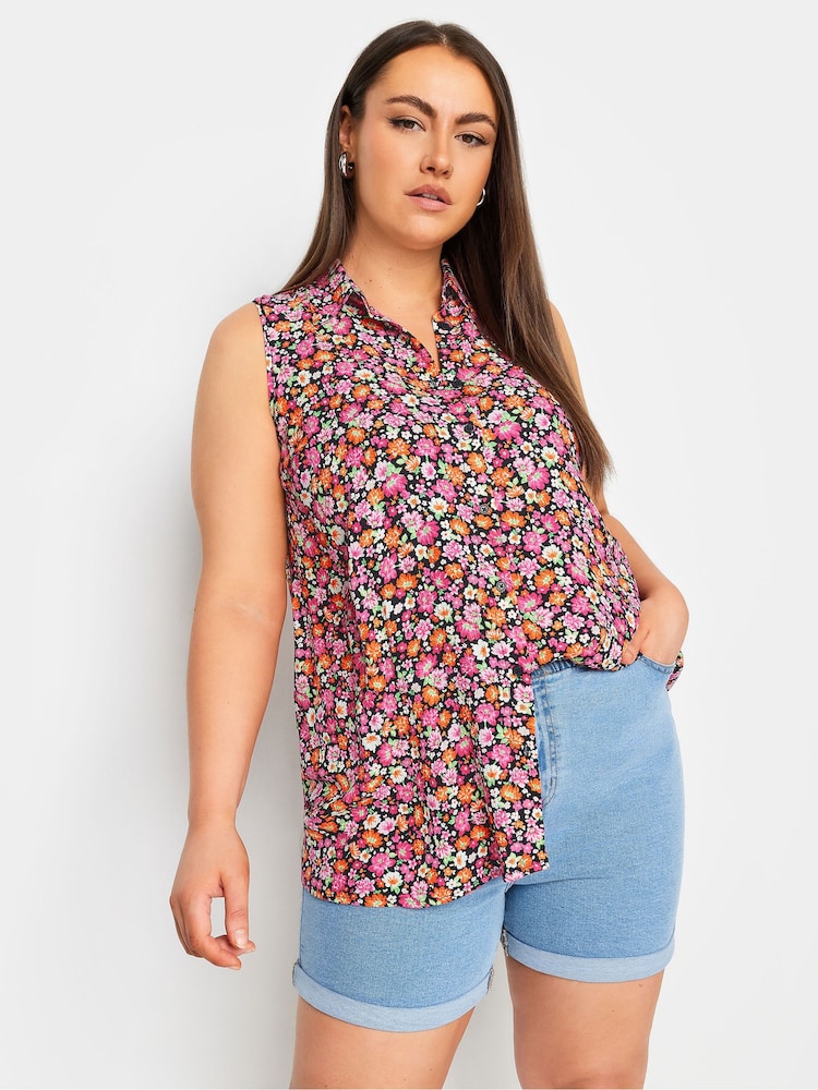 Yours Curve Pink Sleeveless Blouse - Image 1 of 5