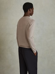 Reiss Wheat Melange Wessex Merino Wool Crew Neck Jumper - Image 5 of 6