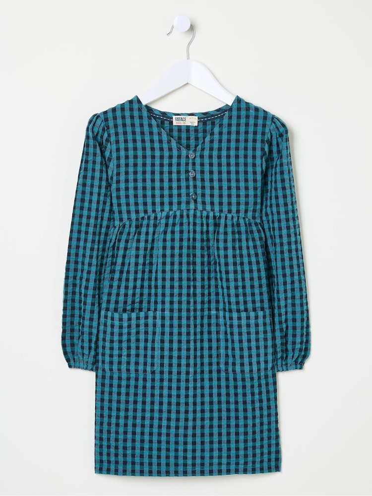 FatFace Polly Blue Gingham Dress - Image 4 of 4