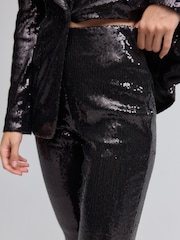 Black Sequin Slim Trousers - Image 4 of 6