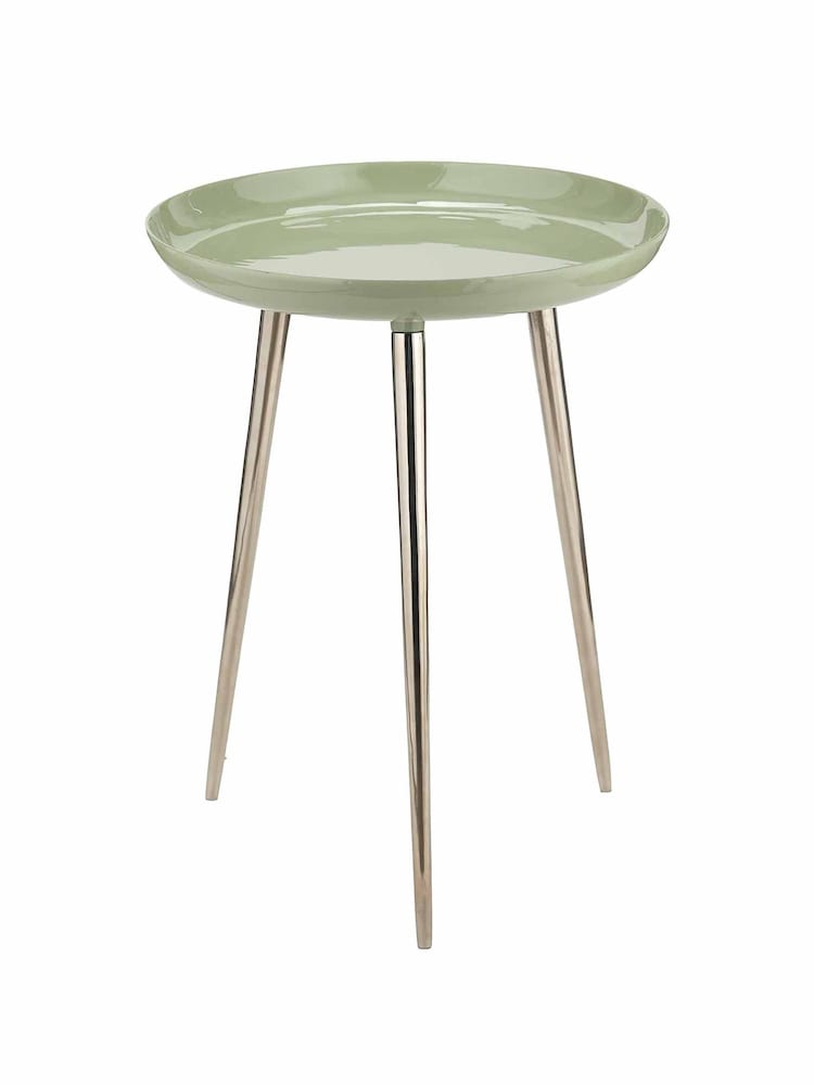 Pacific Sage Green Seline Enamelled Table with Gold Legs - Image 2 of 6