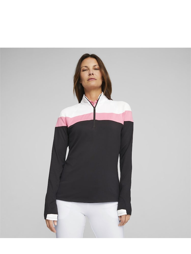 Puma Black Womens Golf Lightweight Quarter-Zip Top - Image 1 of 5