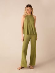 Ro&Zo Green Sheer Metallic Knit Swing Top - Image 3 of 8