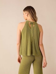 Ro&Zo Green Sheer Metallic Knit Swing Top - Image 5 of 8