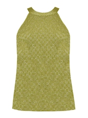 Ro&Zo Green Sheer Metallic Knit Swing Top - Image 7 of 8