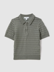 Reiss Sage Rizzo 3-9 yrs Half Zip Knitted Polo Shirt - Image 2 of 4