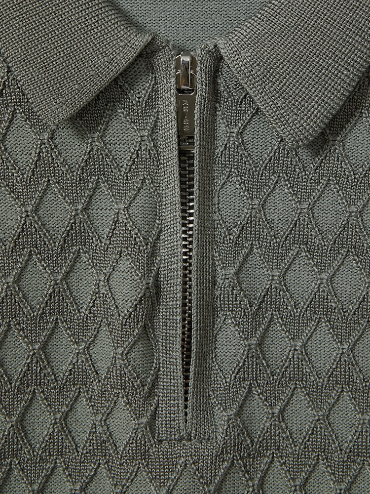 Reiss Sage Rizzo 3-9 yrs Half Zip Knitted Polo Shirt - Image 4 of 4