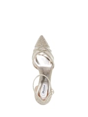 Dune London Gold Composed Sparkle Mesh Mix Open Court Shoes - Image 3 of 4