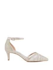 Dune London Gold Composed Sparkle Mesh Mix Open Court Shoes - Image 4 of 4