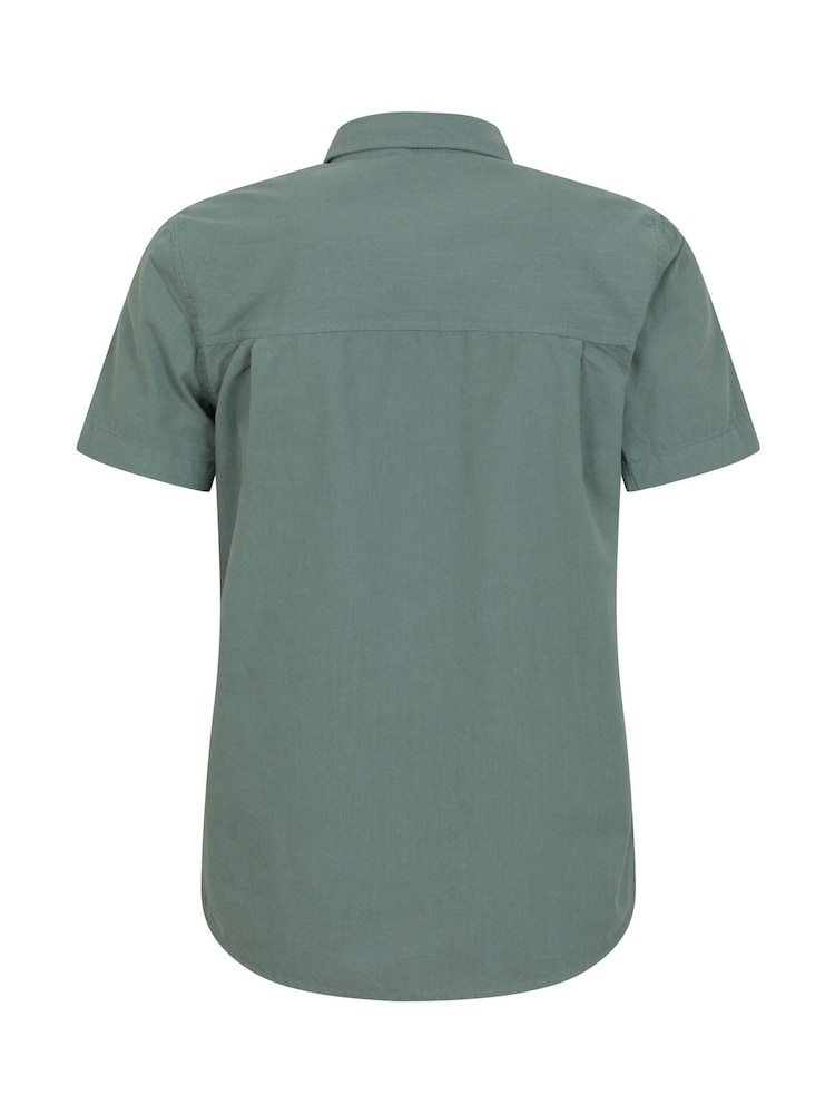 Mountain Warehouse Khaki Green Mens Coconut Slub Texture Short Sleeve 100% Cotton Shirt - Image 2 of 4