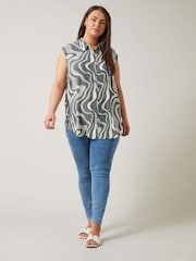 Evans Curve Abstract Print Sleeveless Shirt - Image 2 of 5