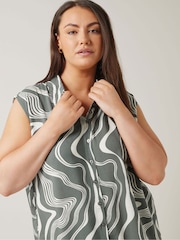 Evans Curve Abstract Print Sleeveless Shirt - Image 4 of 5