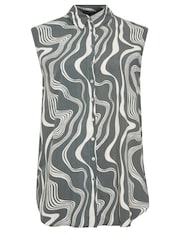 Evans Curve Abstract Print Sleeveless Shirt - Image 5 of 5