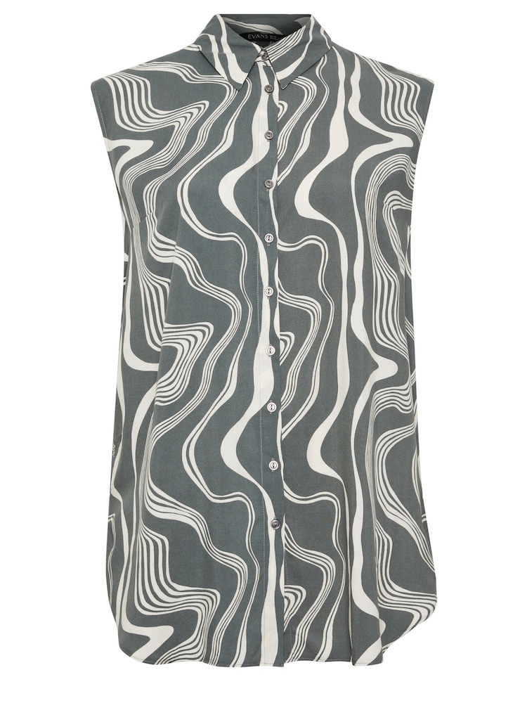 Evans Curve Abstract Print Sleeveless Shirt - Image 5 of 5