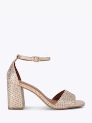 Kurt Geiger London Gold Square Block Heel Sandals - Image 1 of 5