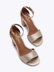 Kurt Geiger London Gold Square Block Heel Sandals - Image 3 of 5
