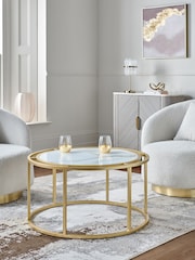Lipsy Marble and Gold Effect Frame Coffee Table - Image 1 of 5