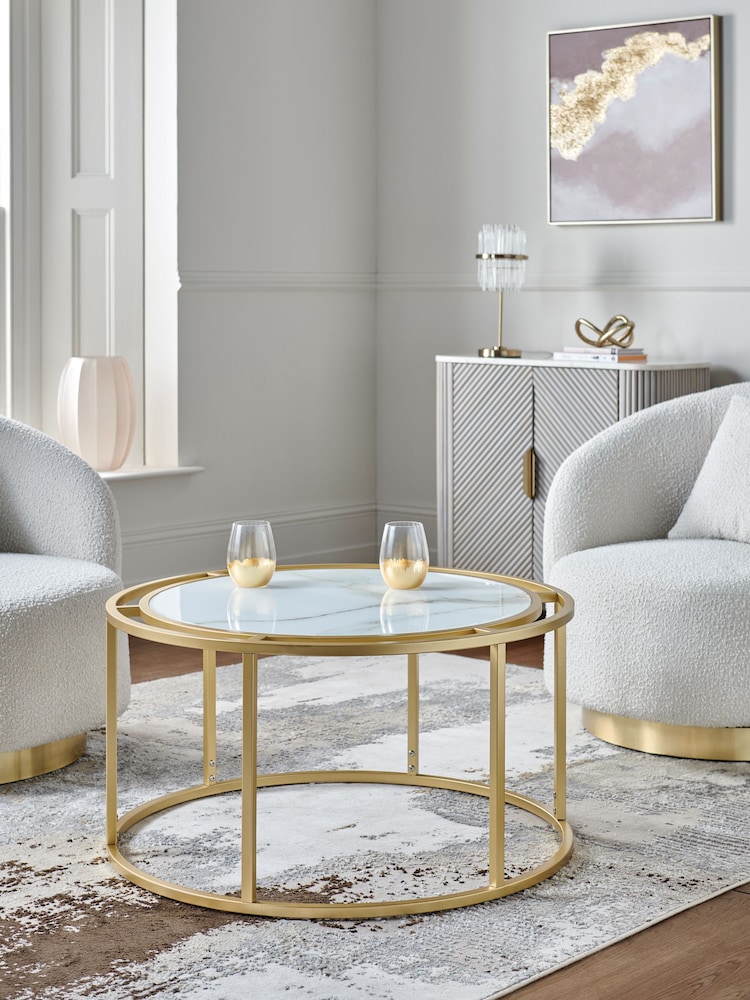 Lipsy Marble and Gold Effect Frame Coffee Table - Image 1 of 5