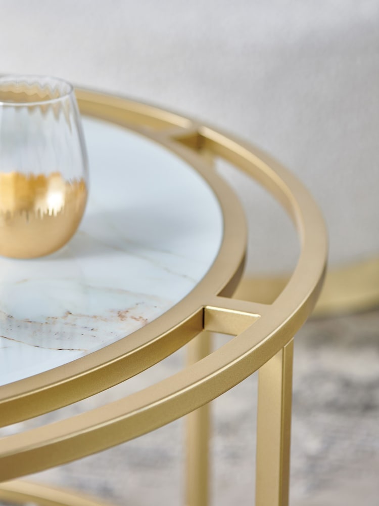 Lipsy Marble and Gold Effect Frame Coffee Table - Image 2 of 5