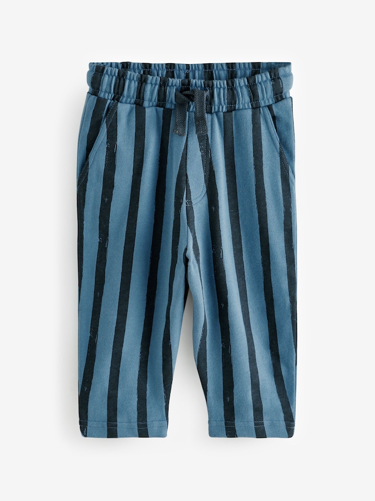 Blue/Black 100% Cotton Stripe Jersey Joggers (3mths-7yrs) - Image 1 of 4 Blue/Black 100% Cotton Stripe Jersey Joggers (3mths-7yrs) - Image 1 of 4