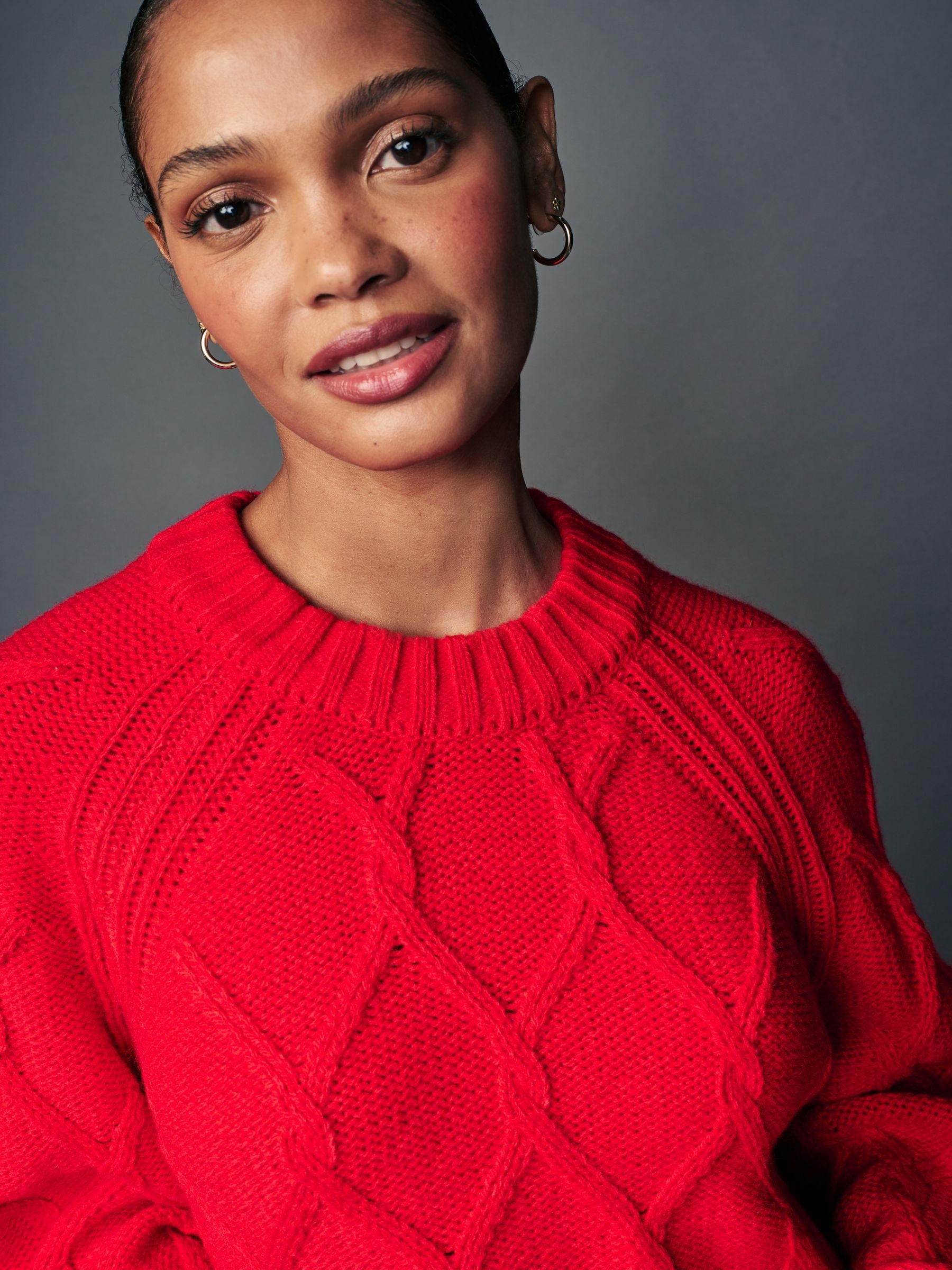 Women's red crew neck sweater store