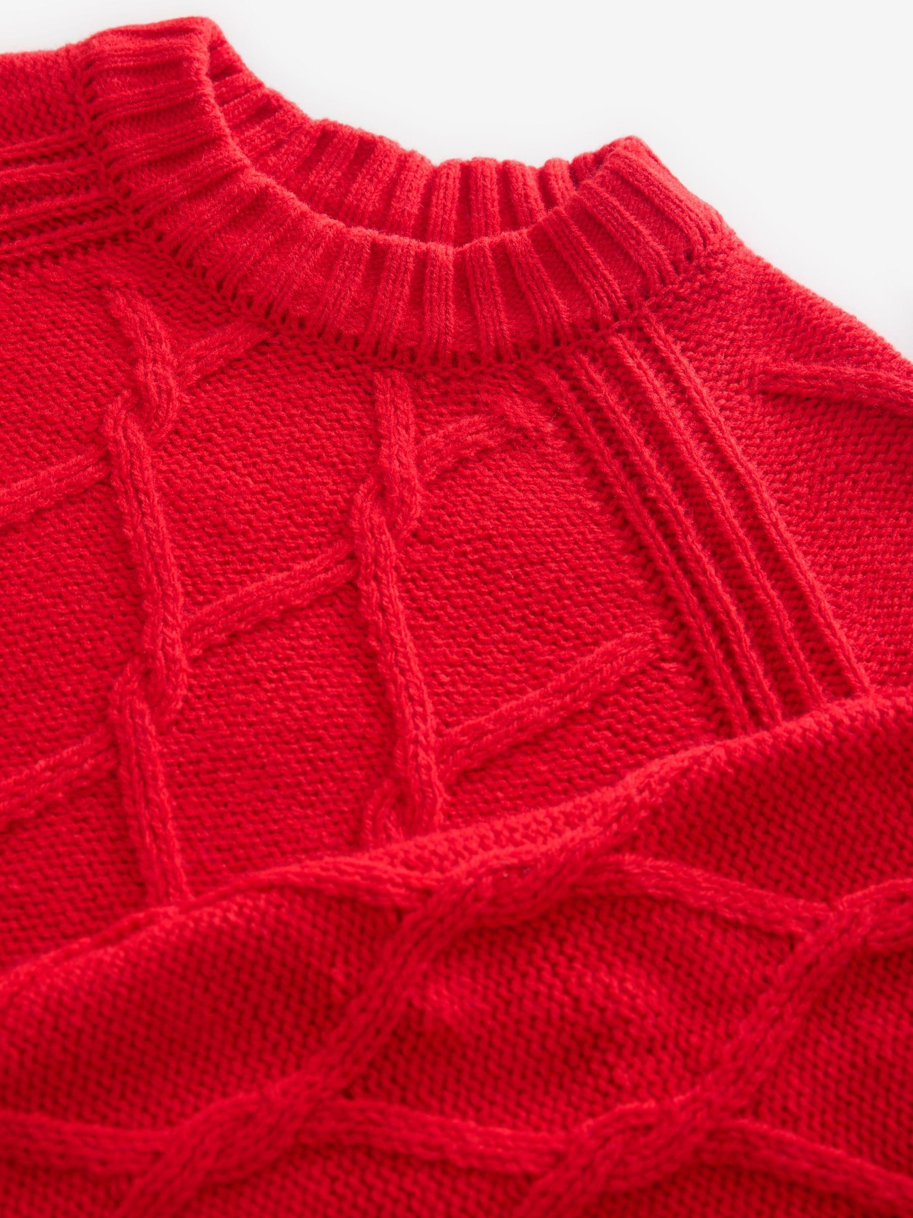 Buy Red Crew Neck Cable Knitted Jumper With Wool from Next USA