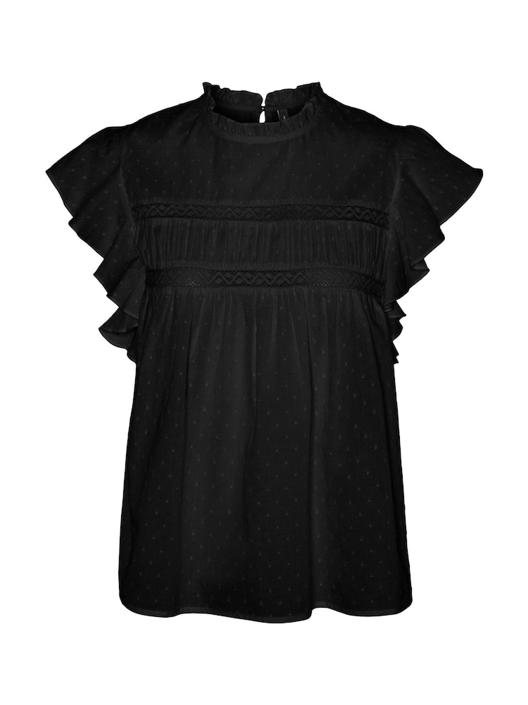Vero Moda Dobby blouse met kanten details en korte mouwen - Afbeelding 5 van 5