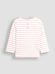 JoJo Maman Bébé Pink Mouse Button Shoulder Long Sleeve Appliqué Top - Image 2 of 3
