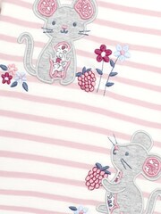 JoJo Maman Bébé Pink Mouse Button Shoulder Long Sleeve Appliqué Top - Image 3 of 3